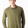 Load image into Gallery viewer, Men’s perfect polo eco style! Long sleeve shirt in green, black, gold and natural. Organic cotton hemp blend, great for golf and everyday wear. Soft and breathable, slow menswear ethically made in Canada.