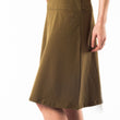 Load image into Gallery viewer, So comfy and cool you’ll never want to take it off! A-lined wide waistband skirt in green worn high, mid or low. Eco natural organic cotton hemp fabric. Slow fashion made with love in Vancouver BC.