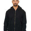 Load image into Gallery viewer, Stay cosy with this men’s eco fleece organic cotton hemp hoody in black. It sports side pockets and a concealed breast pocket for secret stashes. Slow fashion ethically made on the west coast in Canada.