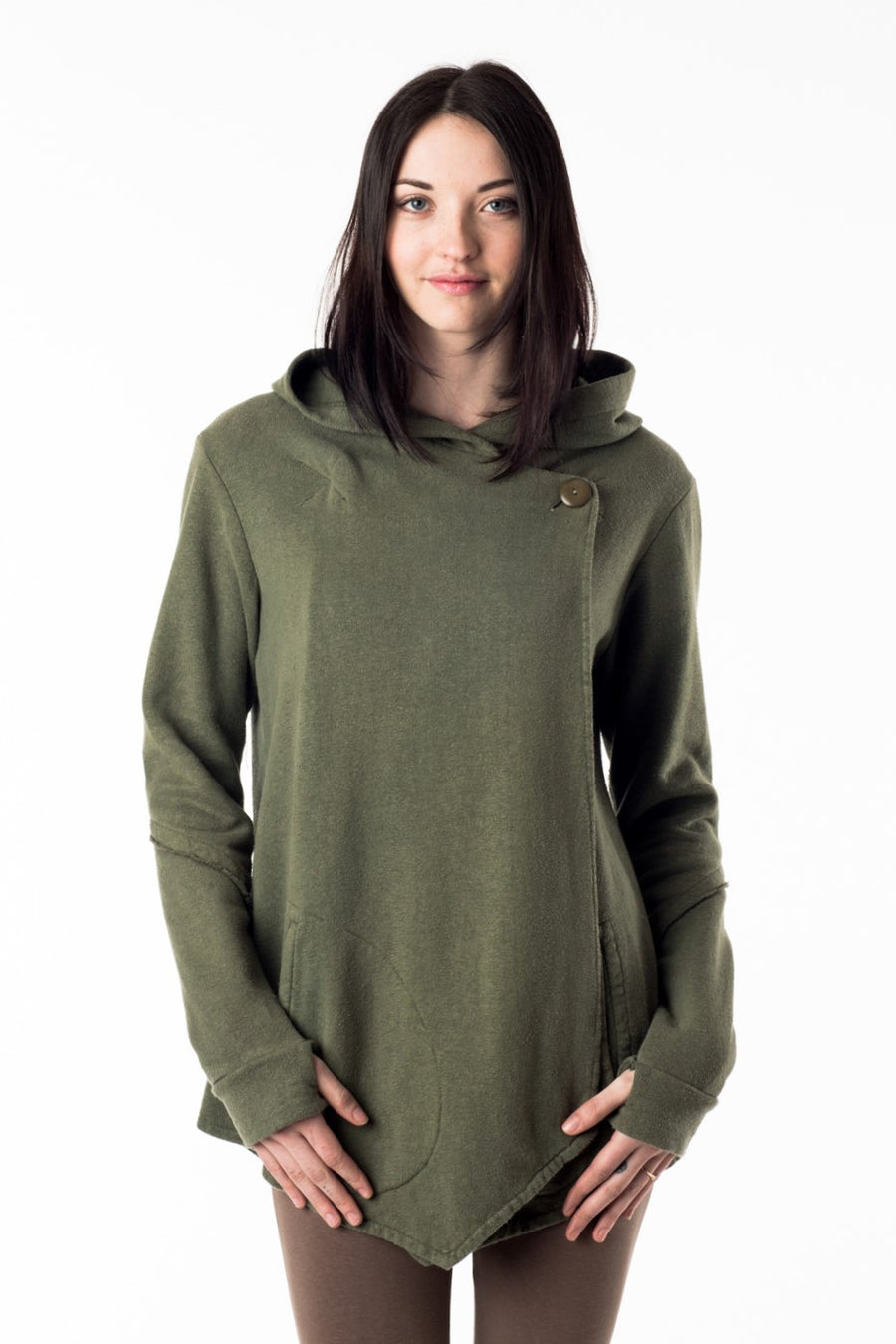 Slow fashion for the love of Gaia. Our eco lux organic cotton hemp fleece hoodie with pockets, comes in grey and is ethically made in Vancouver BC. Embrace your inner earth goddess!